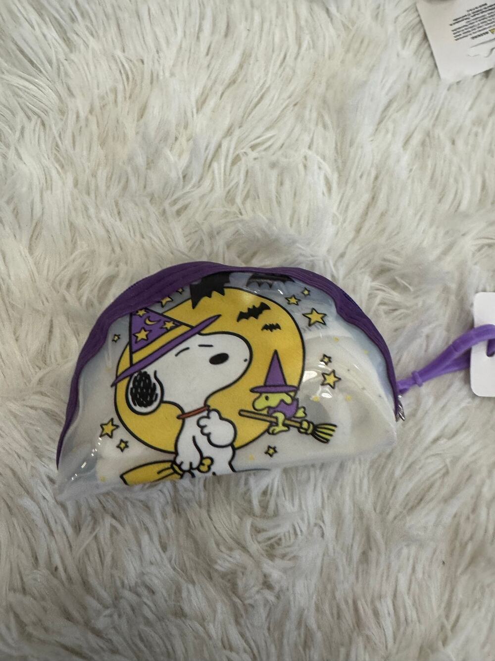 Snoopy Halloween clear coin purse keychain Snoopy & Woodstock in witch costumes